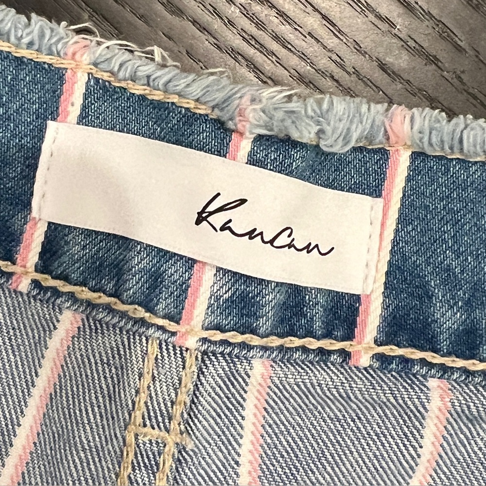 KanCan High Rise Stylish Blue Distressed Denim Shorts - Picture 6 of 10